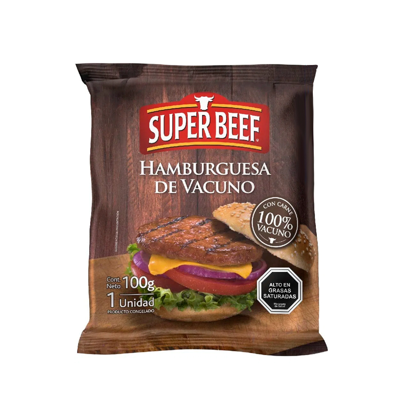 Hamburguesa Vacuno Super Beef 100 grs