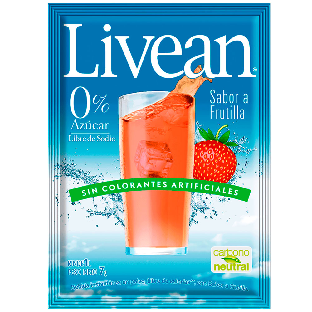 Jugo en Polvo Livean Frutilla 9 gr