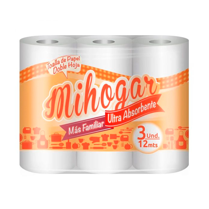 Toalla Papel  Mi Hogar  D/H  3 Rollos 12 metros