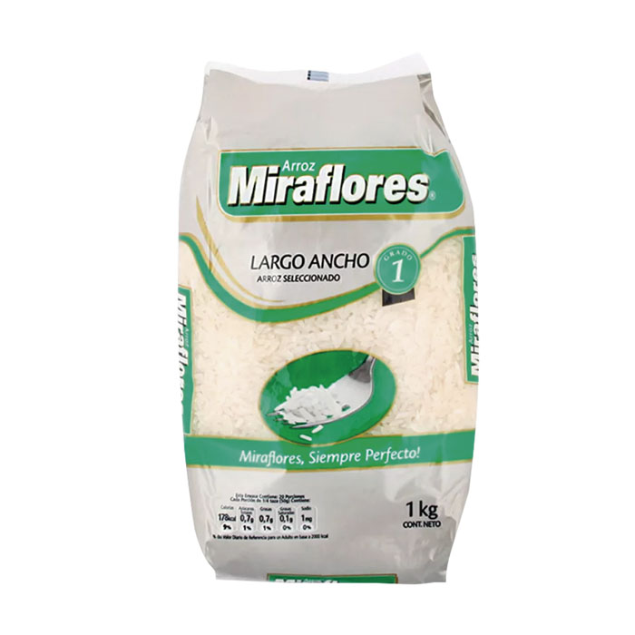 Arroz Miraflores Largo Ancho G°1 kg