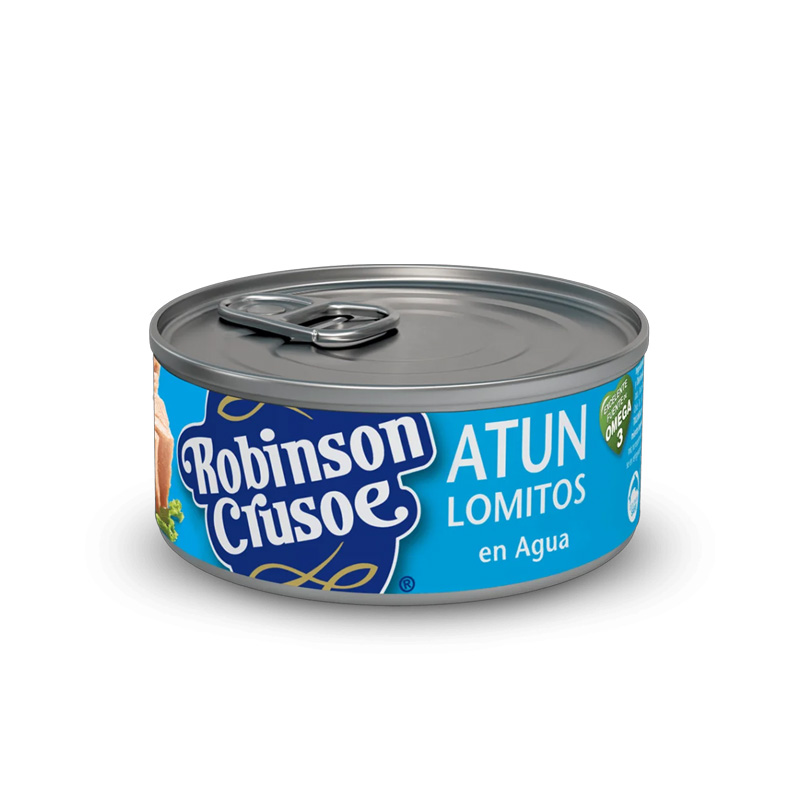Atún Robinson Crusoe Lomo Agua Lata 140 gr (91Gr Drenado)