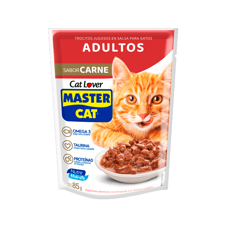 Master Cat Trocitos Jugosos Carne Asada 85 grs