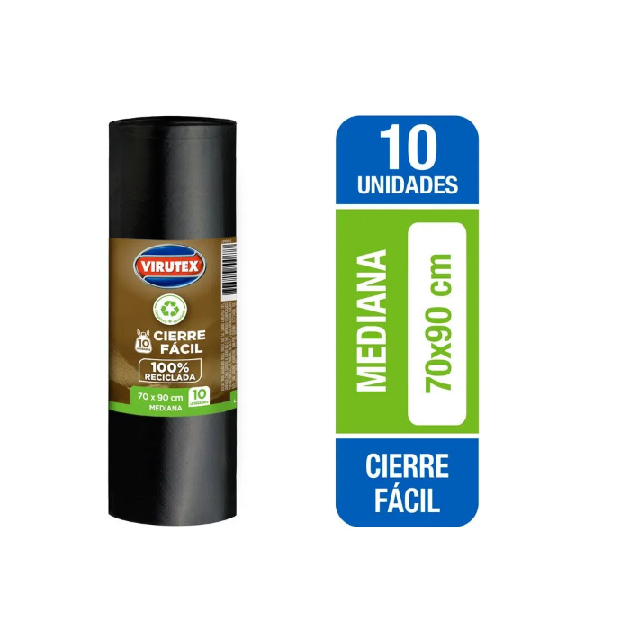 Bolsa Basura Virutex Cierre Fácil 70x90 cms. rollo 10 und