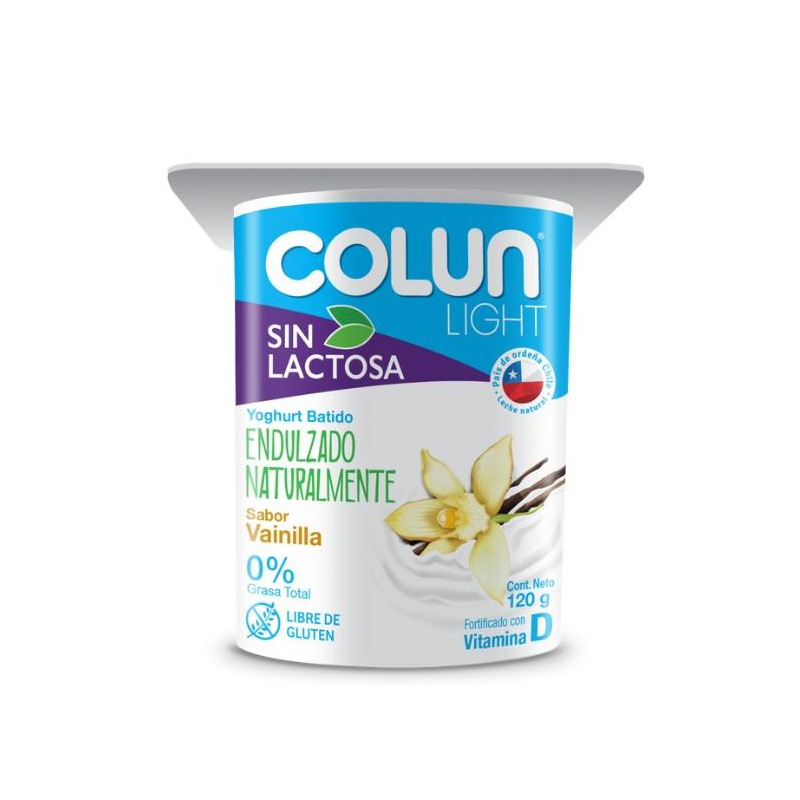 Yogurt Colun Light Vainilla Sin Lactosa 120 grs