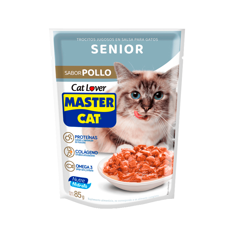 Master Cat Trocitos Jugosos Senior Pollo 85 grs
