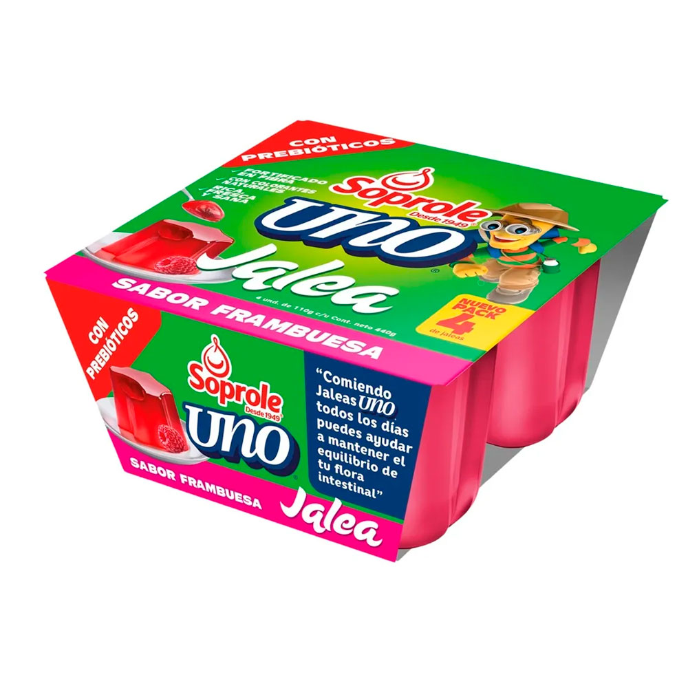 Pack Jalea Soprole Uno Al Día Frambuesa 110 Gr