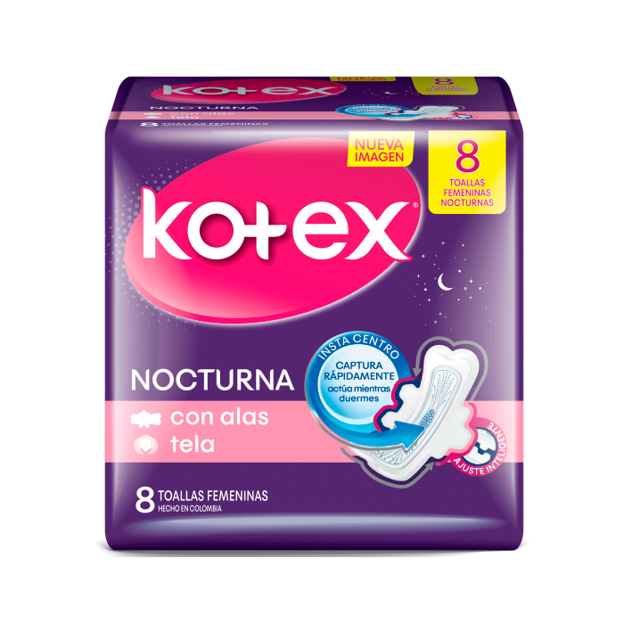 Toalla Hig.Kotex Nocturna X 8 Suave 