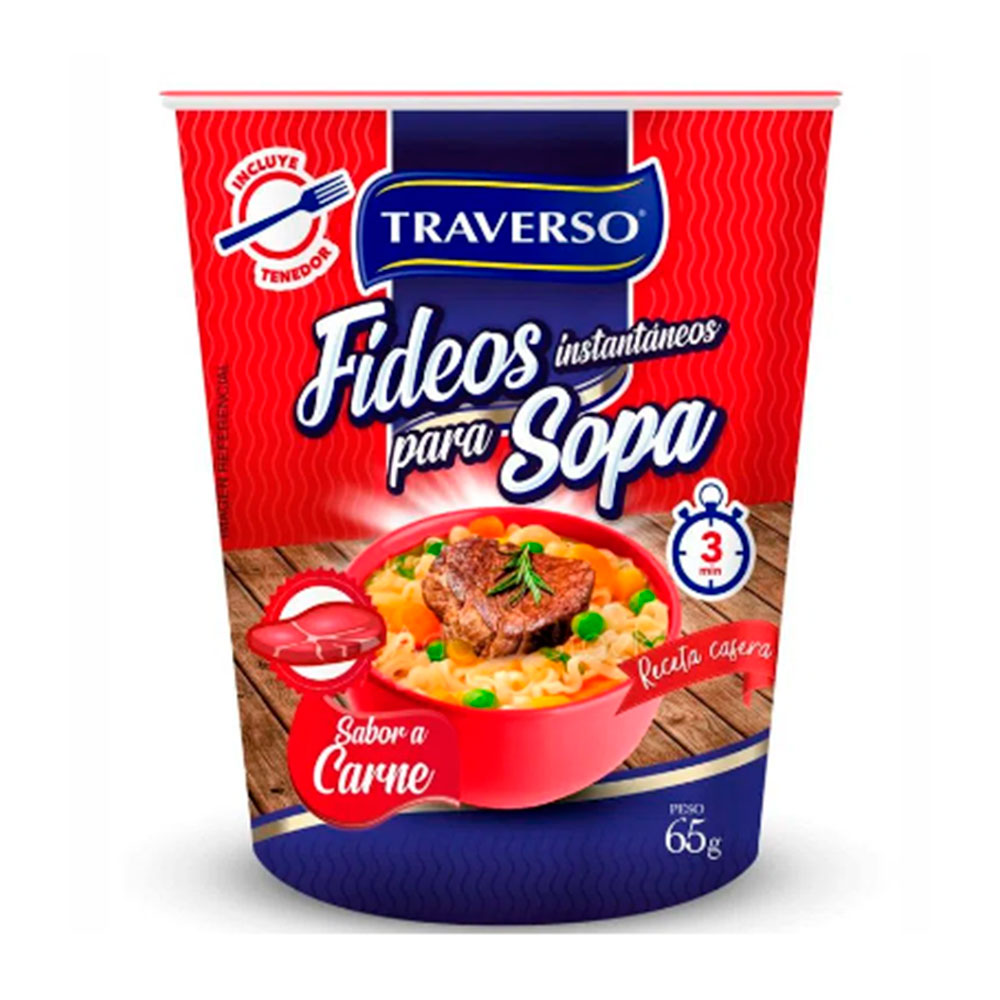 Sopa Fideos Traverso Carne 65 gr