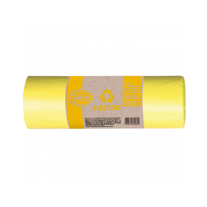 Bolsa Basura Amarillo Cierre Fácil  Virutex 70X90 cms.  rollo 10 und