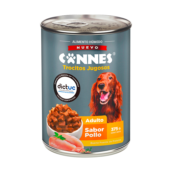 Alimento húmedo perro Cannes sabor pollo 375 gr
