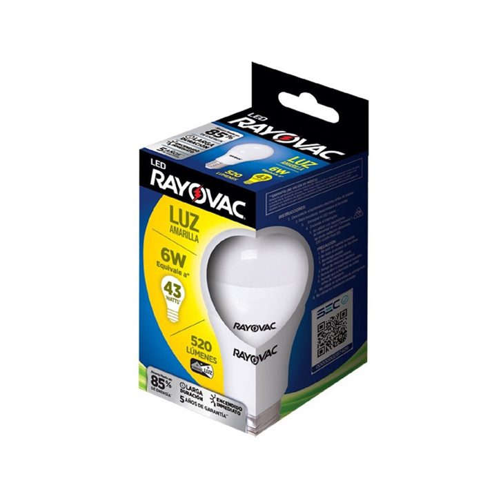 Ampolleta Led Rayovac Luz Amarilla 6 W 
