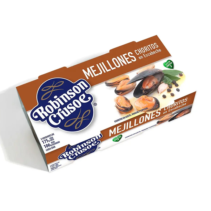 Mejillones Aceite Robinson Crusoe Pack 2 x 175 Grs (212 Grs Drenado)