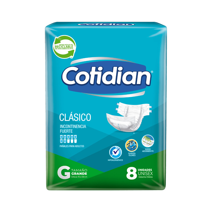 Pañal Cotidian Clásico Grande 8 Und