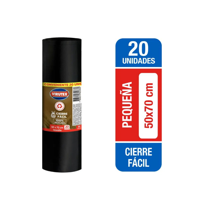 Bolsa Basura Virutex Cierre Fácil 50x70 cms. 20 und