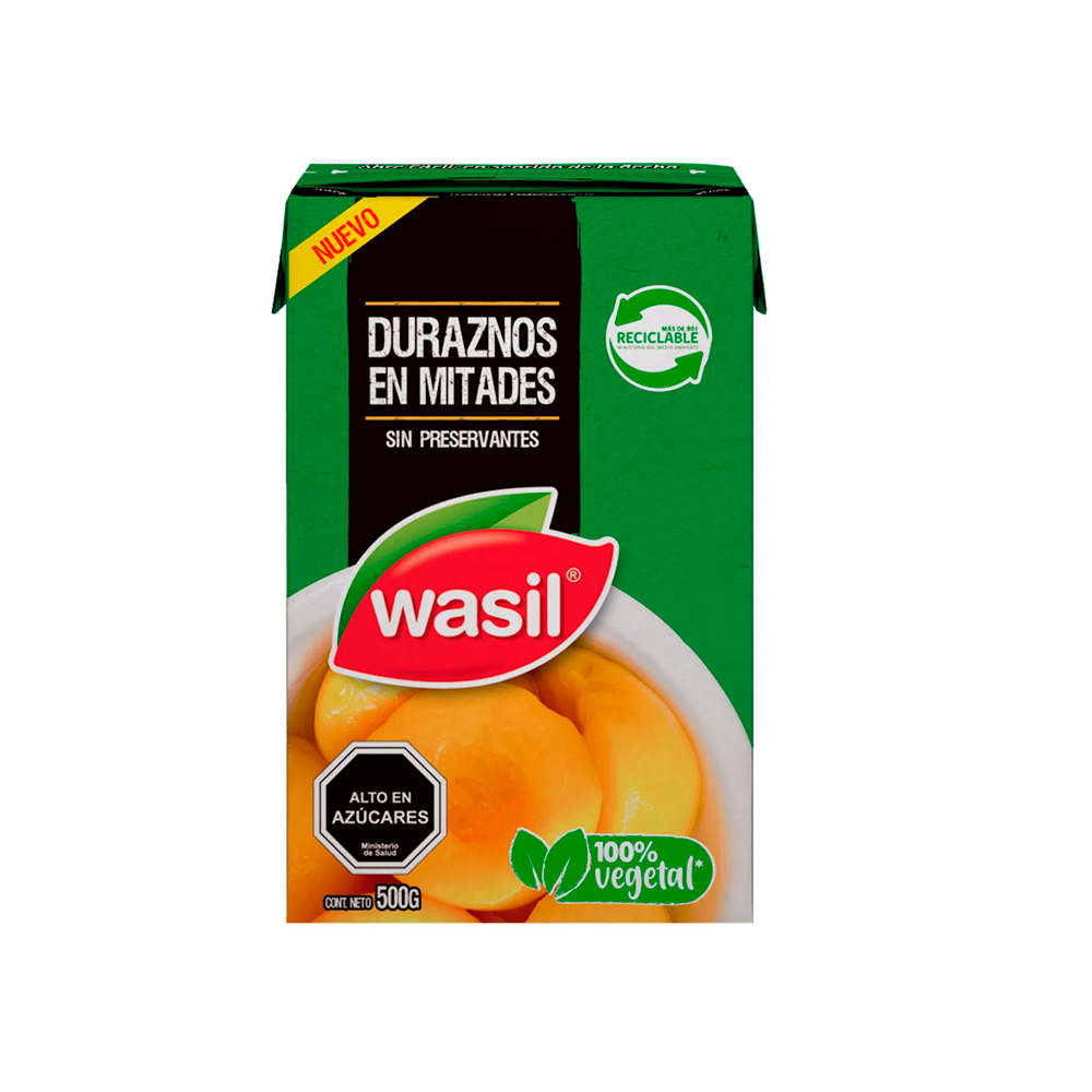 Duraznos Wasil Mitades Tetra 500 gr (220 Gr Drenado)