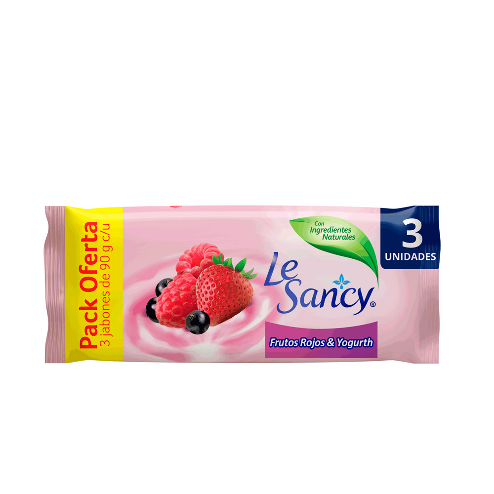 Jabón Le Sancy Frutos Rojos Yogurt 3x90 grs