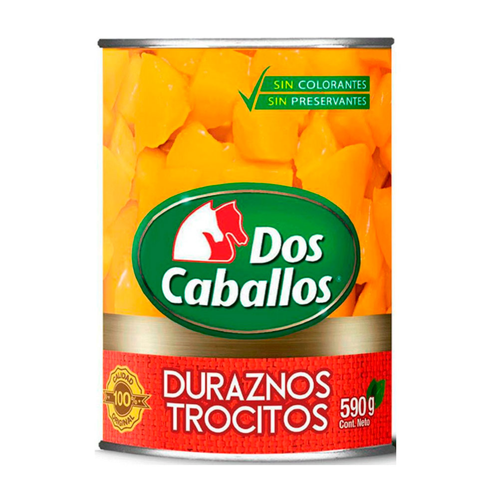 Durazno Dos Caballos Trocitos 590 gr (340 Gr drenado)