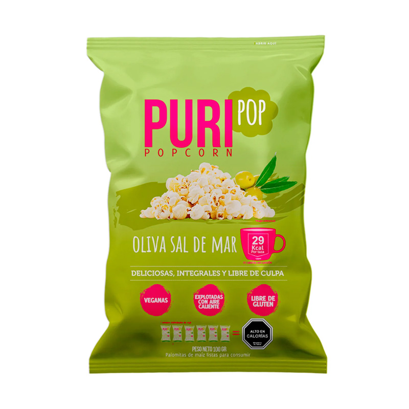 PuriPop Popcorn Oliva Sal De Mar 100 Grs