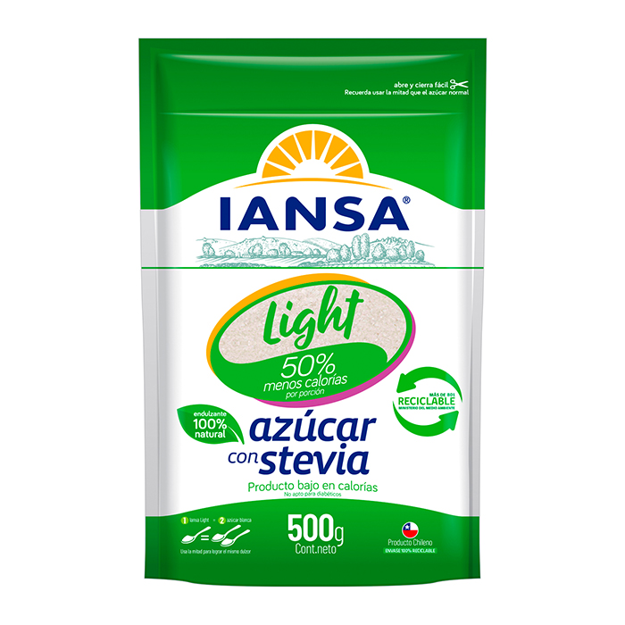 Azúcar Iansa Light con Stevia 500 gr 