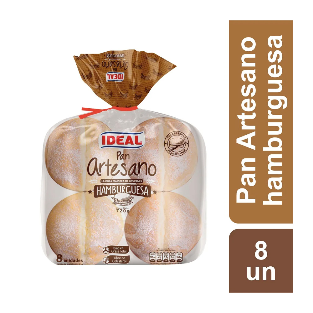 Pan Artesano Hamburguesa 8P 720G Id