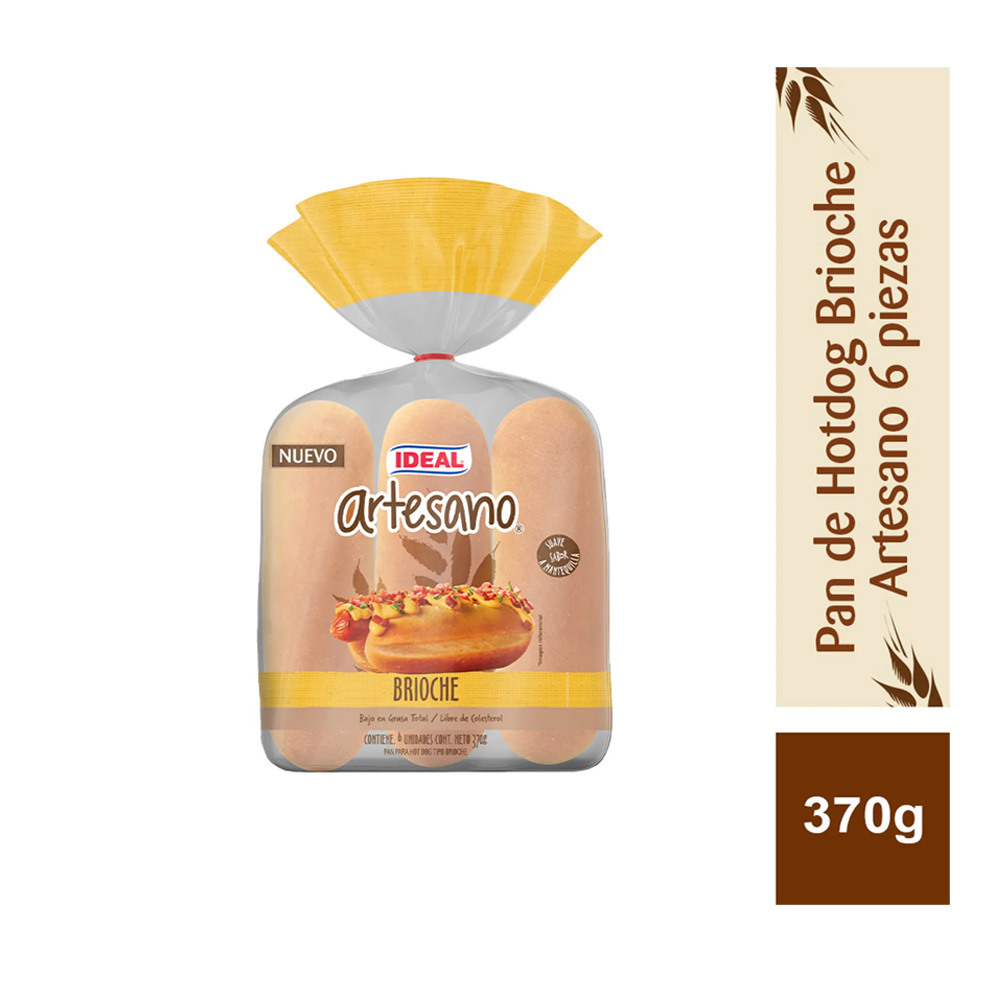 Pan Hot Dog Brioche Ideal 6Un 370 Gr