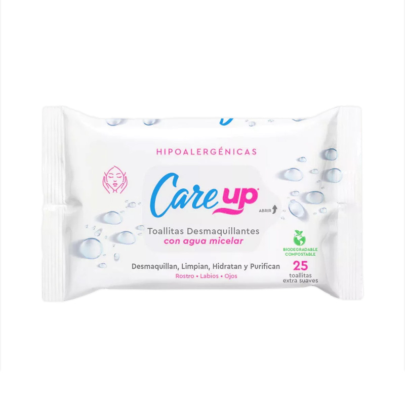 Toallitas desmaquillantes Care Up Con Agua Micelar 25 unid