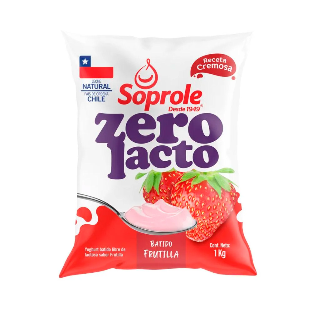 Yogurt Soprole Zerolacto Frutilla 1 Kg