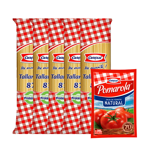 Pack Carozzi 5 Tallarin 87 +  Pomarola 200 Grs