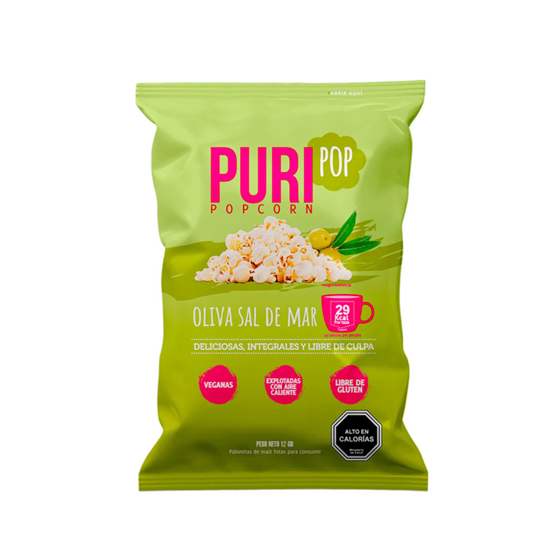 PuriPop Popcorn Oliva Sal de Mar 12 Grs