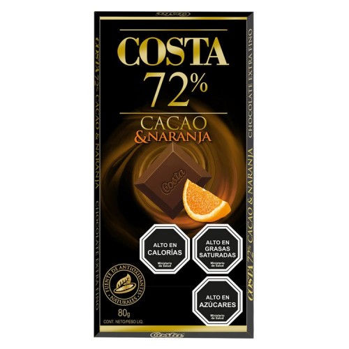 Chocolate Cacao 72% Costa Naranja   80Grs