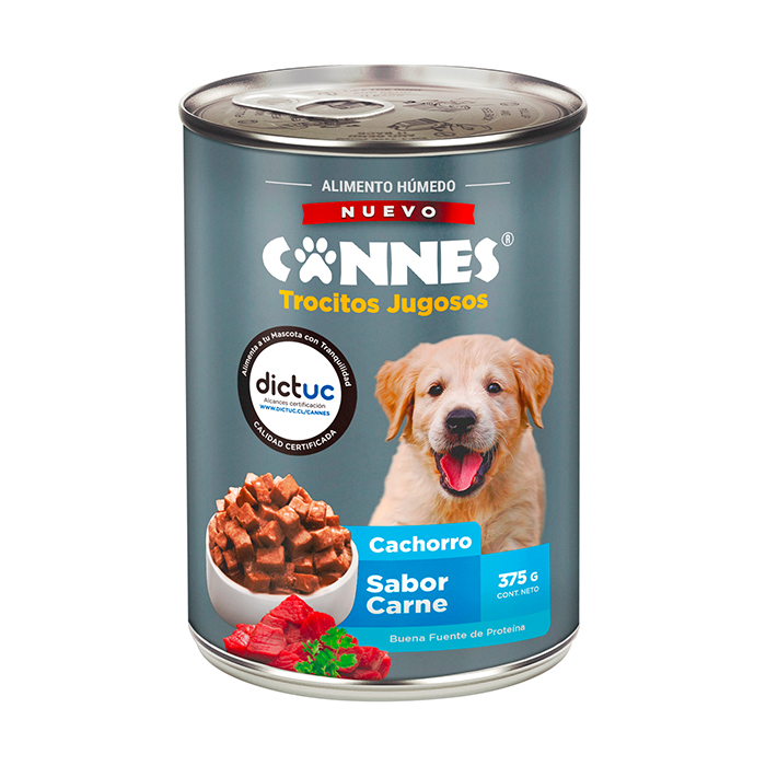 Alimento húmedo perro cachorro Cannes sabor carne 375 gr