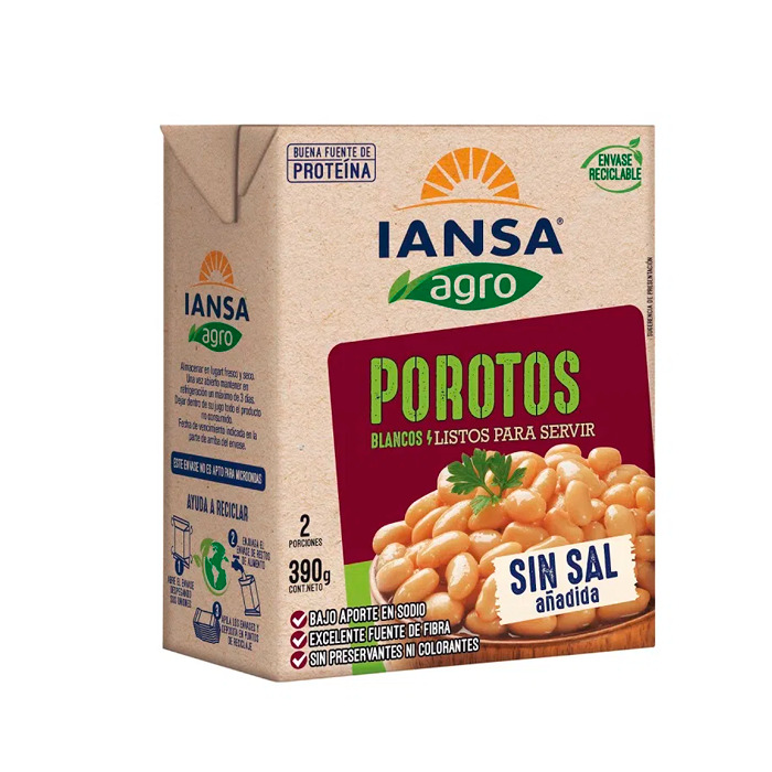 Porotos Blancos Iansa Agro listos para servir 390 Grs (230 Grs Drenado)