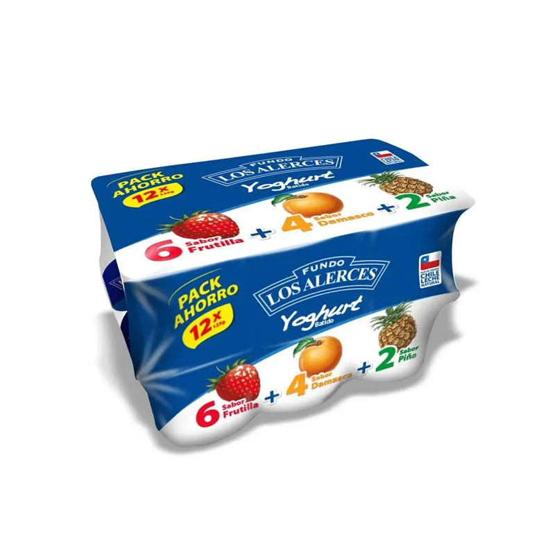 Pack Yoghurt Los Alerces 3 Sabores 12x120 grs