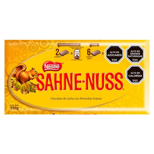 Chocolate Sahne Nuss Barra 250 Grs