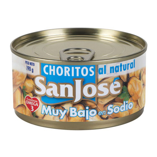 Choritos San José Natural Baj/Sod 190 Grs (100 Grs Drenado)