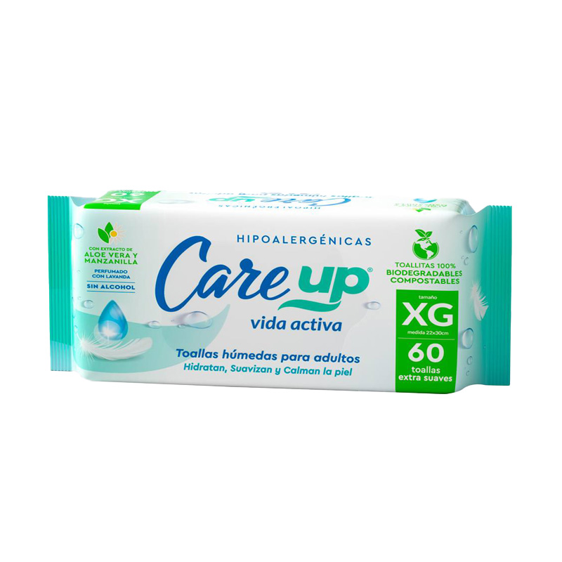 Toalla Húmeda Adulto x 60 Unid 22x30 cms. Biodegradable y Compostable 