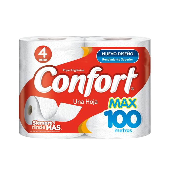 Papel Higiénico Confort Max 100 Mts. X 4 Und.