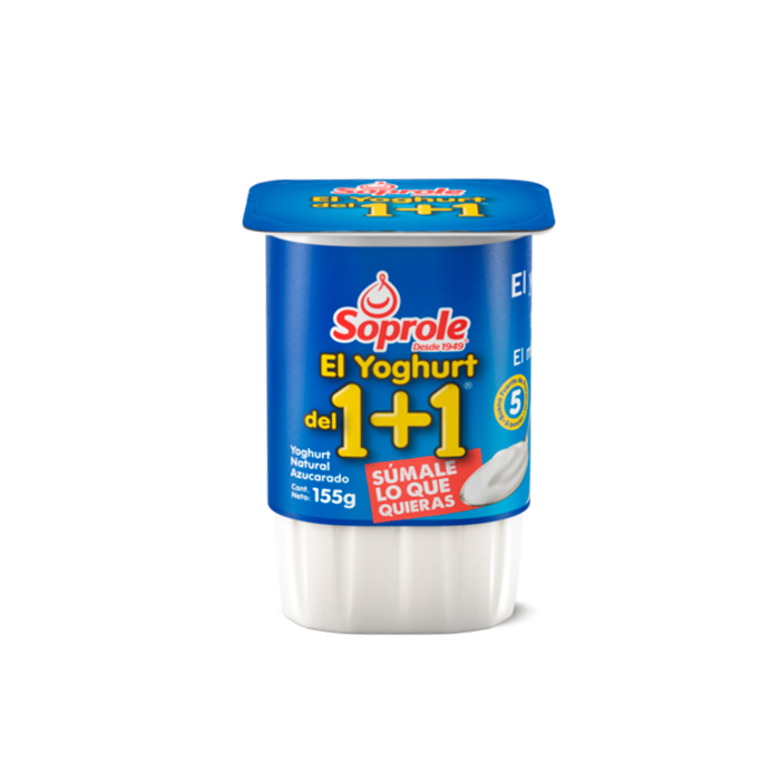 Yogurt 1+1 Soprole Cereal Natural Azucarado 155 gr