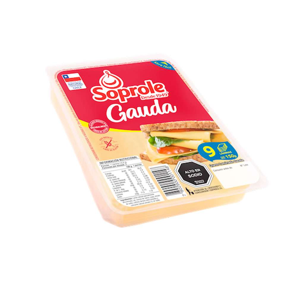 Queso Gauda Laminado Soprole 150 Grs