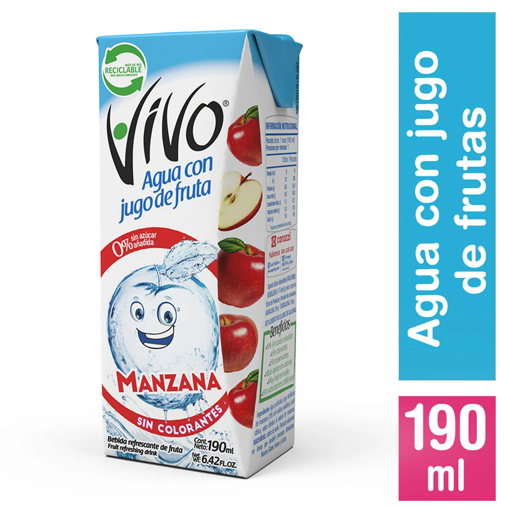 Agua Vivo Saborizada Manzana 190 cc