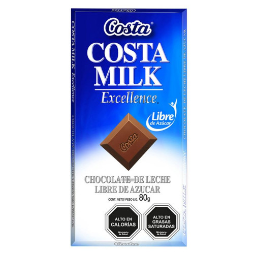 Chocolate Costa Milk Libre Azucar 80 Gr