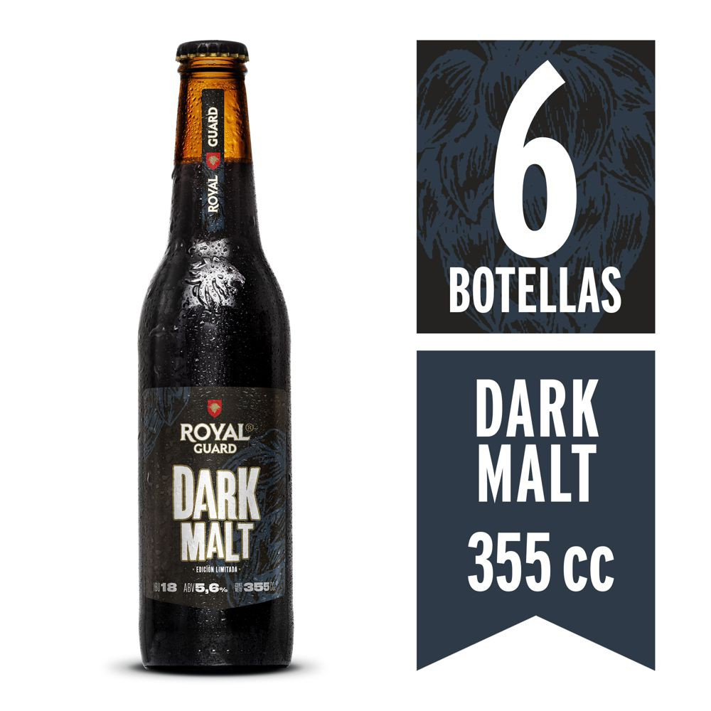 Cerveza Royal Guard Dark Malt Botella Pack 6 X 355  cc