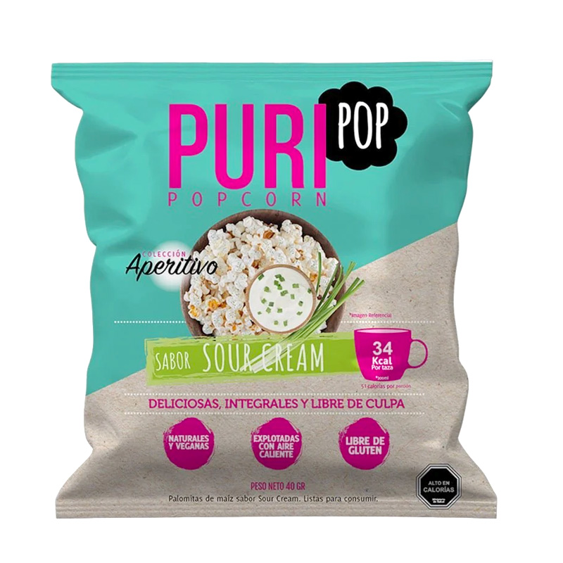 PuriPop Popcorn Sour Cream 40 Grs