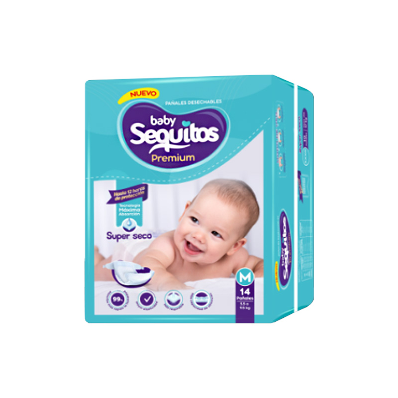 Pañales Sequitos M 14 unidades