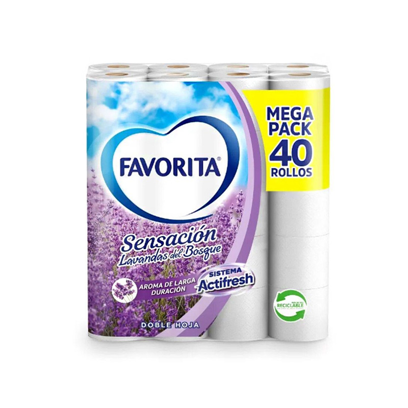 Papel Higiénico Favorita Sensación 40 rollos 22 mts