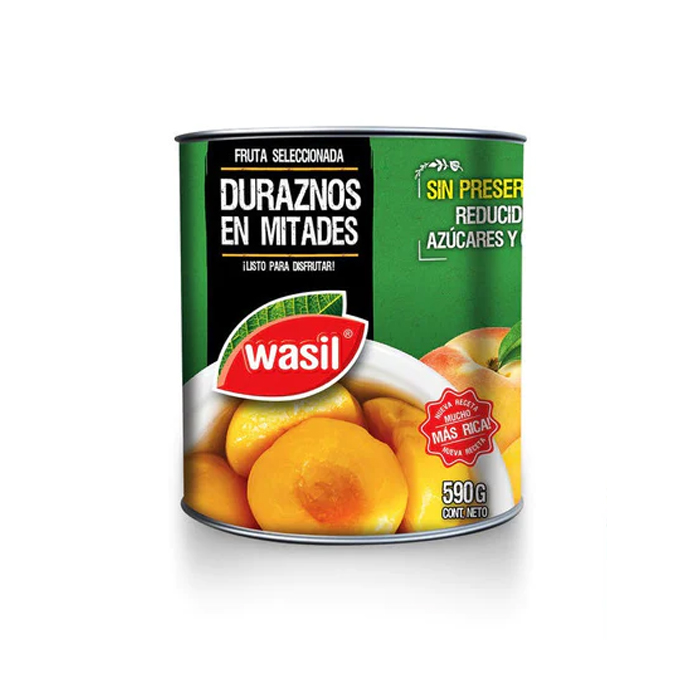 Duraznos Wasil Mitades 590 Grs (340 Grs Drenado)