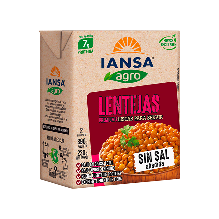 Lentejas Iansa Agro listas para servir 390 Grs (230 Grs Drenado)