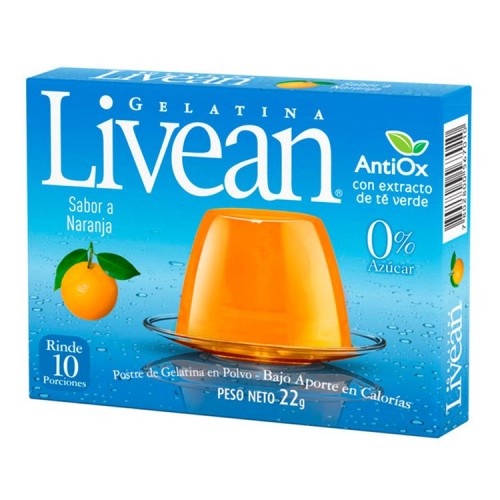 Gelatina Livean Naranja 22 grs