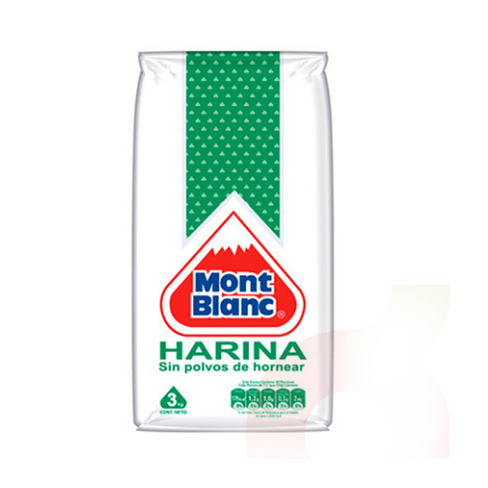 Harina Mont Blanc Sin Polvo de Hornear 3 Kg