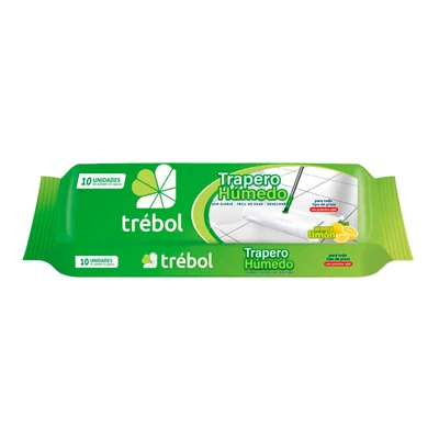 Trapero Húmedo Trébol Limón 10 Unidades 